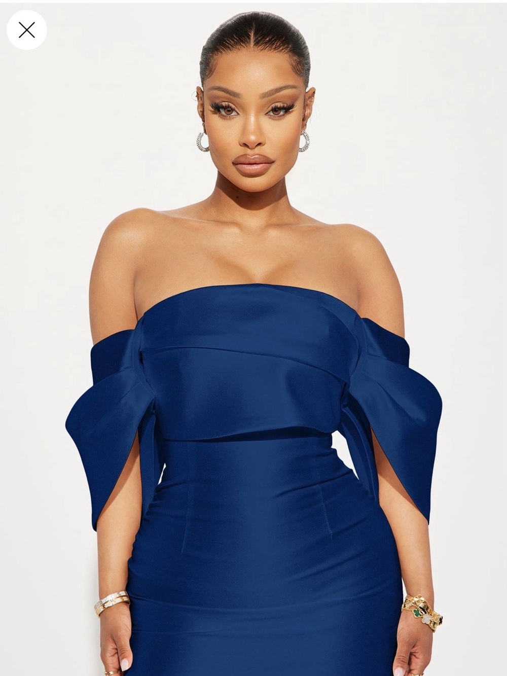 Fashion Nova Off-Shoulder Navy Blue Mini Dress